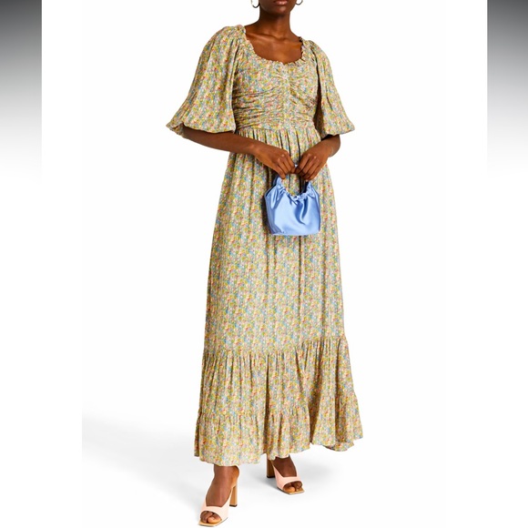 byTiMo Ruched Floral Print Jacquard Maxi Dress - Picture 2 of 4